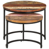Nesting Tables 2 pcs Solid Wood Reclaimed - Front View