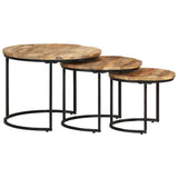 Nesting Tables 3 pcs Solid Wood Mango - Rear View