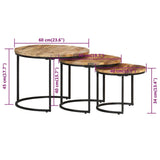 Nesting Tables 3 pcs Solid Wood Mango