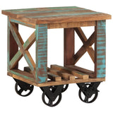 Side Table with Wheels 40x40x42 cm Solid Wood Reclaimed - Extra Image