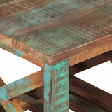 Side Table with Wheels 40x40x42 cm Solid Wood Reclaimed - Side View