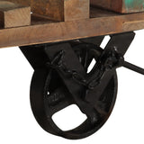 Side Table with Wheels 40x40x42 cm Solid Wood Reclaimed - 45-Degree Angle