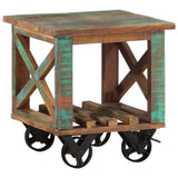 Side Table with Wheels 40x40x42 cm Solid Wood Reclaimed - Low Angle