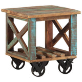 Side Table with Wheels 40x40x42 cm Solid Wood Reclaimed - Extra Image