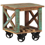 Side Table with Wheels 40x40x42 cm Solid Wood Reclaimed - Extra Image
