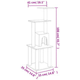 Cat Tree with Sisal Scratching Posts Cream 105 cm - Rear View