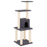 Cat Tree with Sisal Scratching Posts Dark Grey 105 cm - Front View