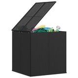 Garden Cushion Box PE Rattan 100x97.5x104 cm Black - Close-Up Angle