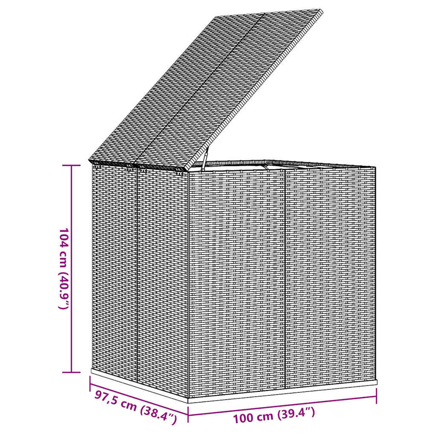 Garden Cushion Box PE Rattan 100x97.5x104 cm Black