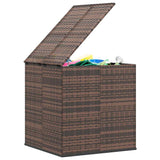 Garden Cushion Box PE Rattan 100x97.5x104 cm Brown - Close-Up Angle