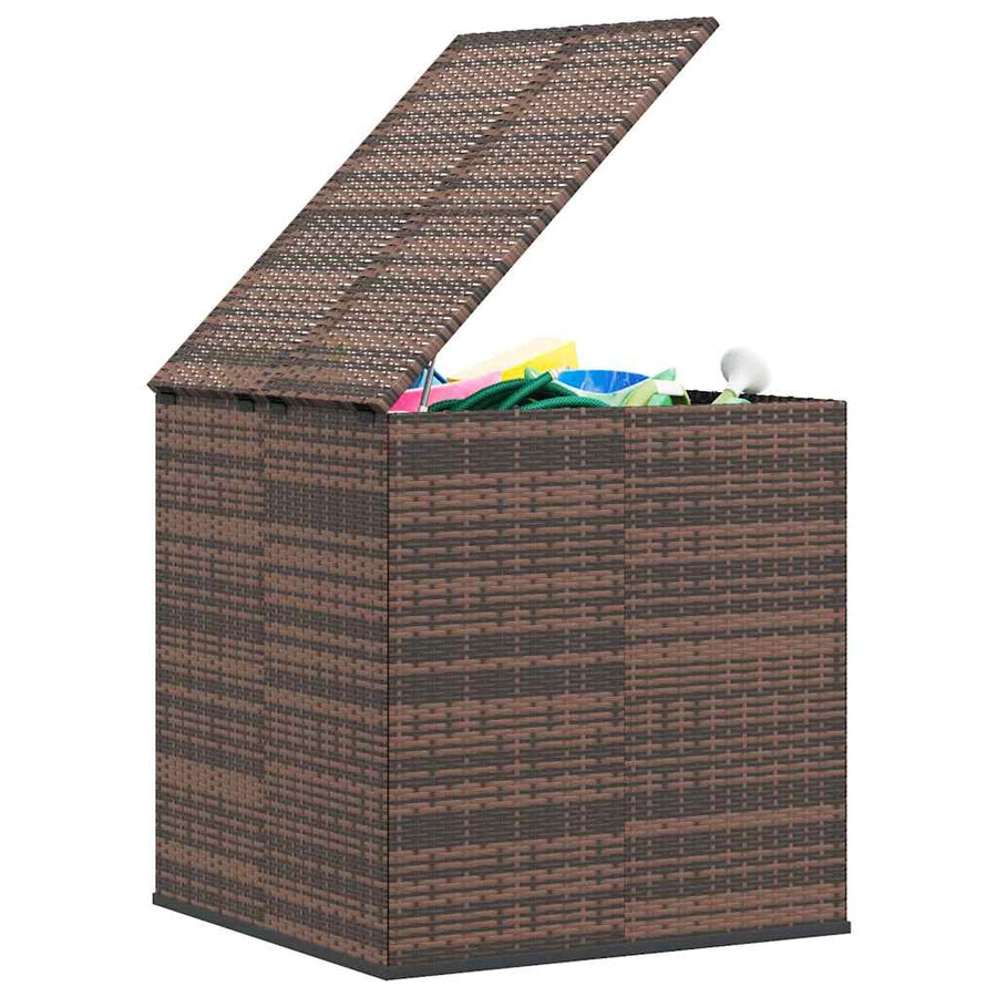 Garden Cushion Box PE Rattan 100x97.5x104 cm Brown