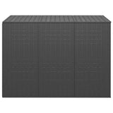 Garden Cushion Box PE Rattan 145x100x103 cm Black - Front View
