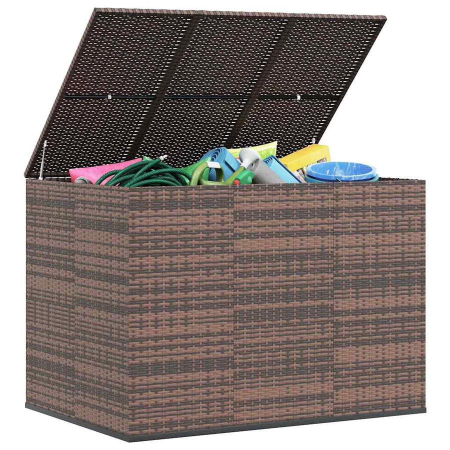 Garden Cushion Box PE Rattan 145x100x103 cm Brown