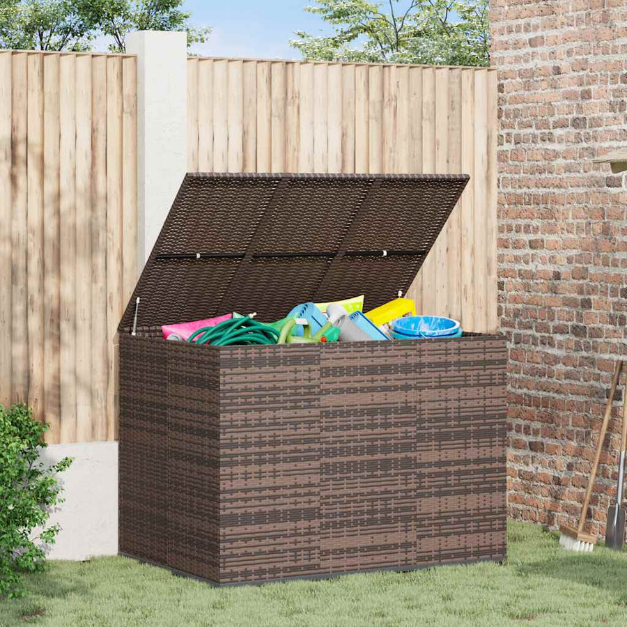 Garden Cushion Box PE Rattan 145x100x103 cm Brown