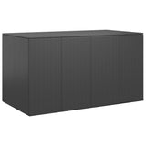 Garden Cushion Box PE Rattan 194x100x103 cm Black - Front View
