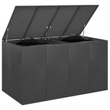 Garden Cushion Box PE Rattan 194x100x103 cm Black - Top-Down View