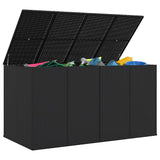 Garden Cushion Box PE Rattan 194x100x103 cm Black - Close-Up Angle