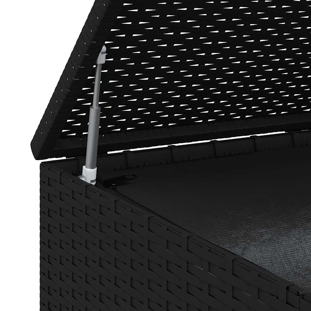 Garden Cushion Box PE Rattan 194x100x103 cm Black