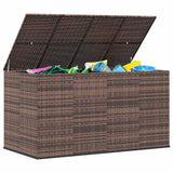 Garden Cushion Box PE Rattan 194x100x103 cm Brown - Close-Up Angle
