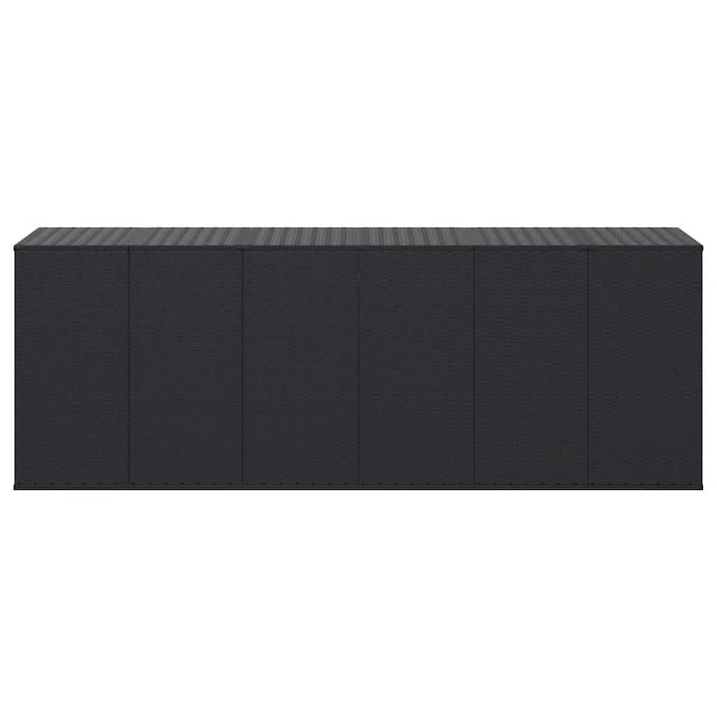 Garden Cushion Box PE Rattan 291x100.5x104 cm Black
