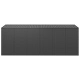 Garden Cushion Box PE Rattan 291x100.5x104 cm Black - Front View