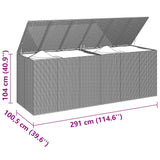 Garden Cushion Box PE Rattan 291x100.5x104 cm Black - 45-Degree Angle