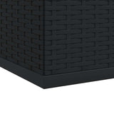 Garden Cushion Box PE Rattan 291x100.5x104 cm Black - Low Angle