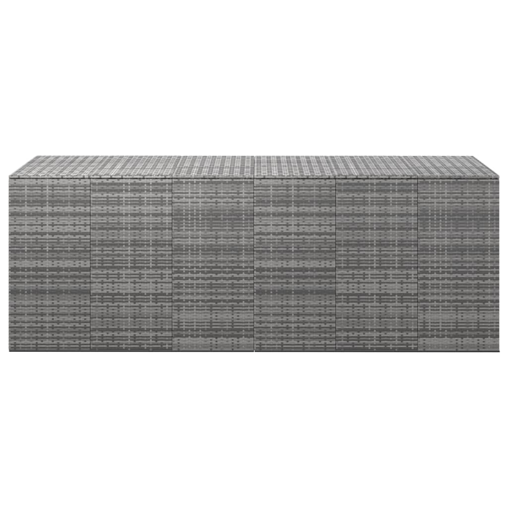 Garden Cushion Box PE Rattan 291x100.5x104 cm Grey