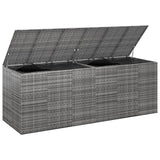 Garden Cushion Box PE Rattan 291x100.5x104 cm Grey - Side View
