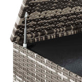 Garden Cushion Box PE Rattan 291x100.5x104 cm Grey - Low Angle