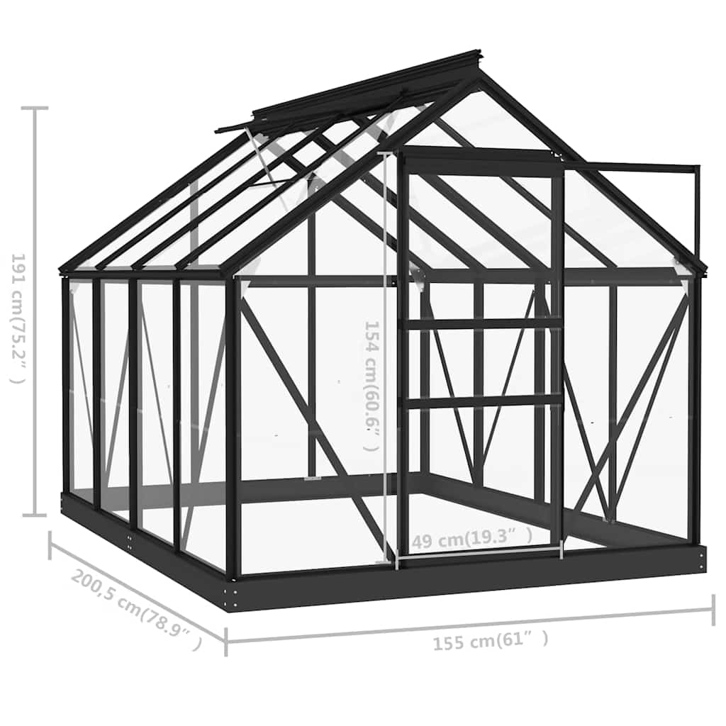 Glass Greenhouse Anthracite 155x200,5x191 cm Aluminium