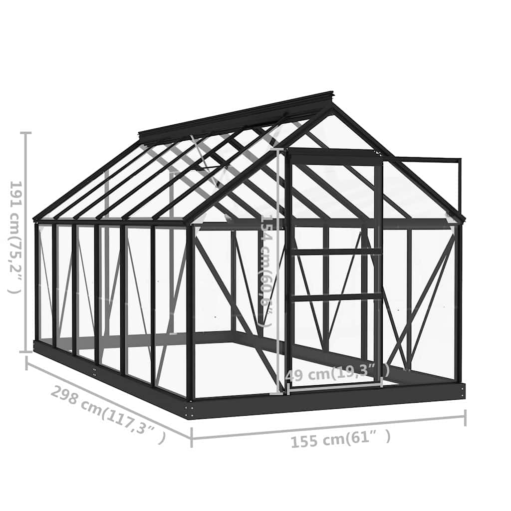 Glass Greenhouse Anthracite 155x298x191 cm Aluminium