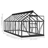 Glass Greenhouse Anthracite 155x395.5x191 cm Aluminium
