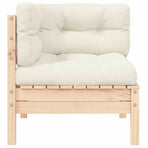 Garden Corner Sofa with Cream Cushions Solid Pinewood