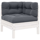 Garden Corner Sofa with Cushions White Solid Pinewood