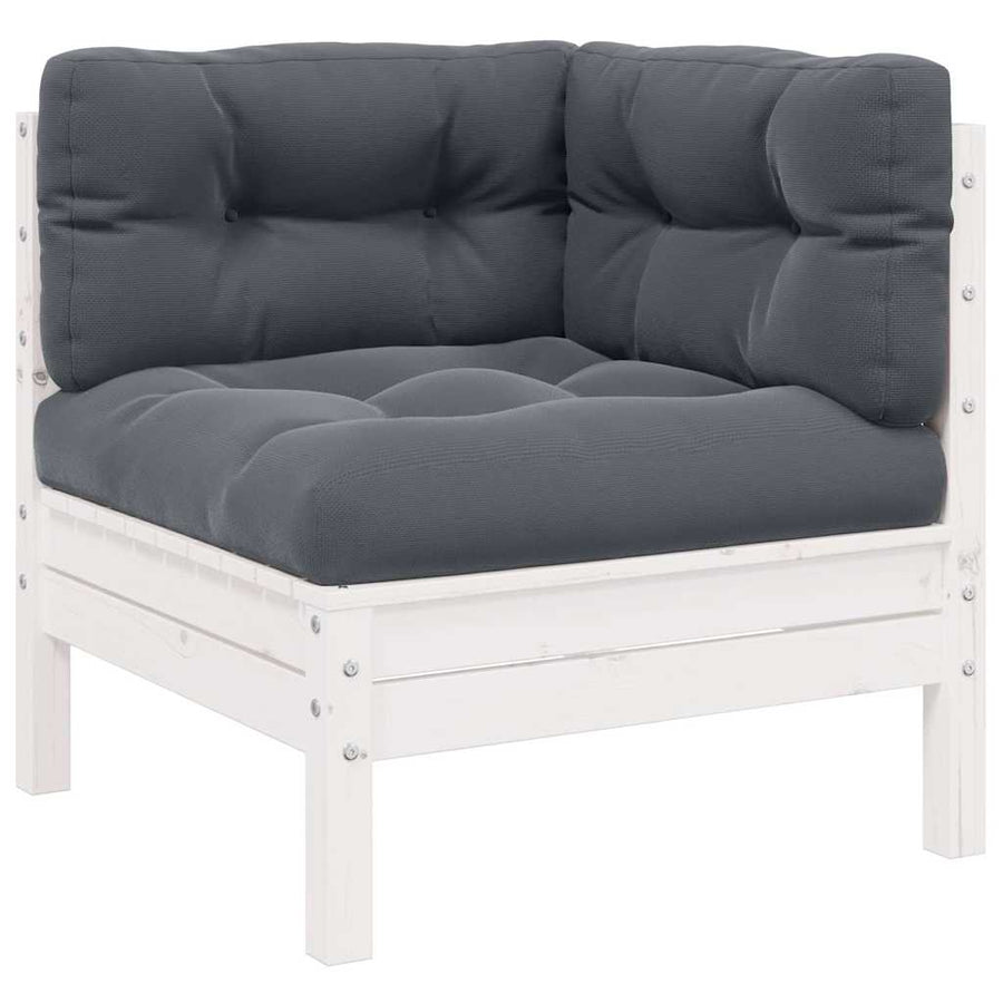 Garden Corner Sofa with Cushions White Solid Pinewood