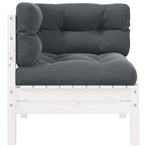 Garden Corner Sofa with Cushions White Solid Pinewood