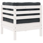 Garden Corner Sofa with Cushions White Solid Pinewood