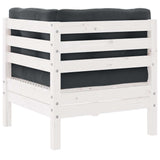 Garden Corner Sofa with Cushions White Solid Pinewood - Side View