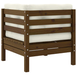 Garden Corner Sofa with Cushions Honey Brown Solid Pinewood - Side View