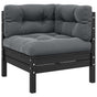 Garden Corner Sofa with Cushions Black Solid Pinewood