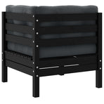 Garden Corner Sofa with Cushions Black Solid Pinewood