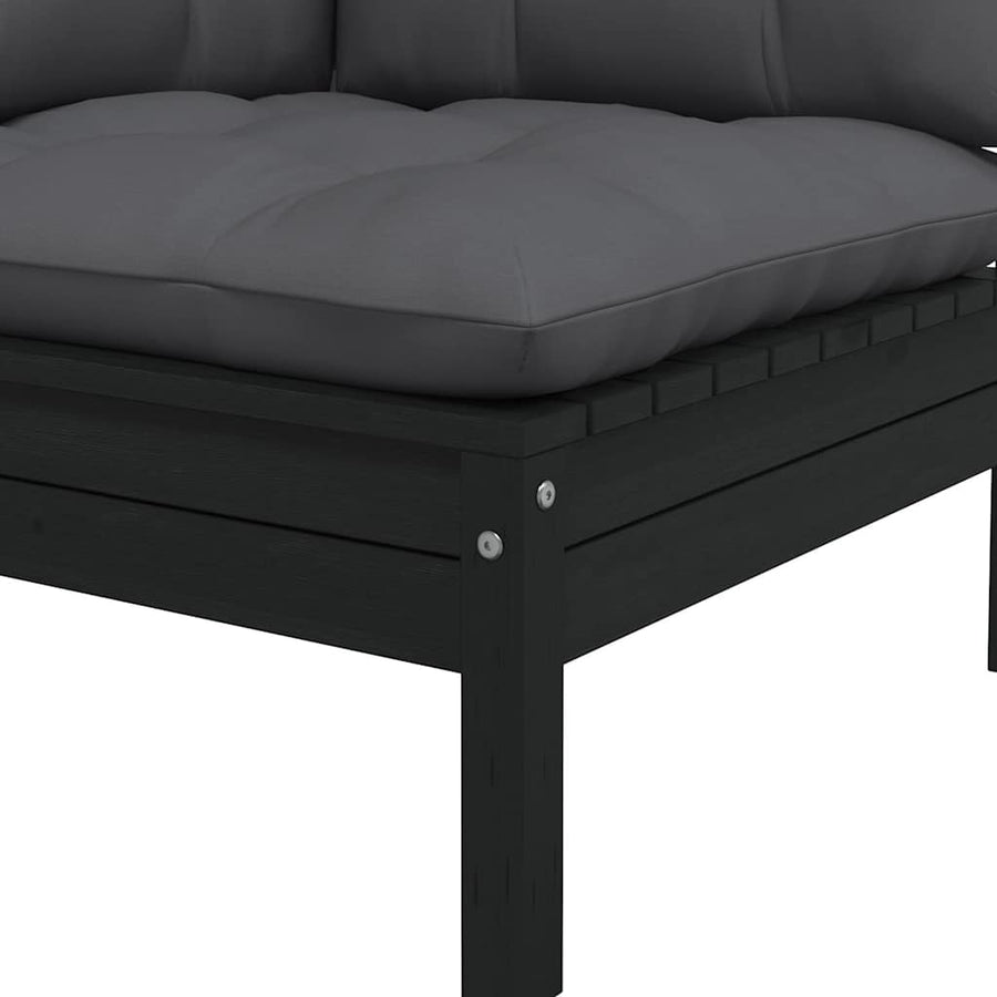 Garden Corner Sofa with Cushions Black Solid Pinewood