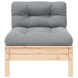 Garden Middle Sofa with Grey Cushions Solid Pinewood