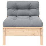 Garden Middle Sofa with Grey Cushions Solid Pinewood - Front View