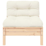 Garden Middle Sofa with Cream Cushions Solid Pinewood - Front View