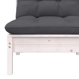 Garden Middle Sofa with Cushions White Solid Pinewood - Top-Down View