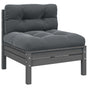 Garden Middle Sofa with Anthracite Cushions Grey