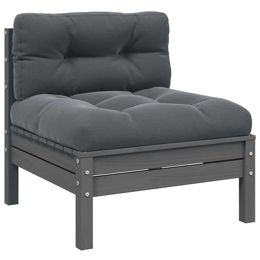 Garden Middle Sofa with Anthracite Cushions Grey