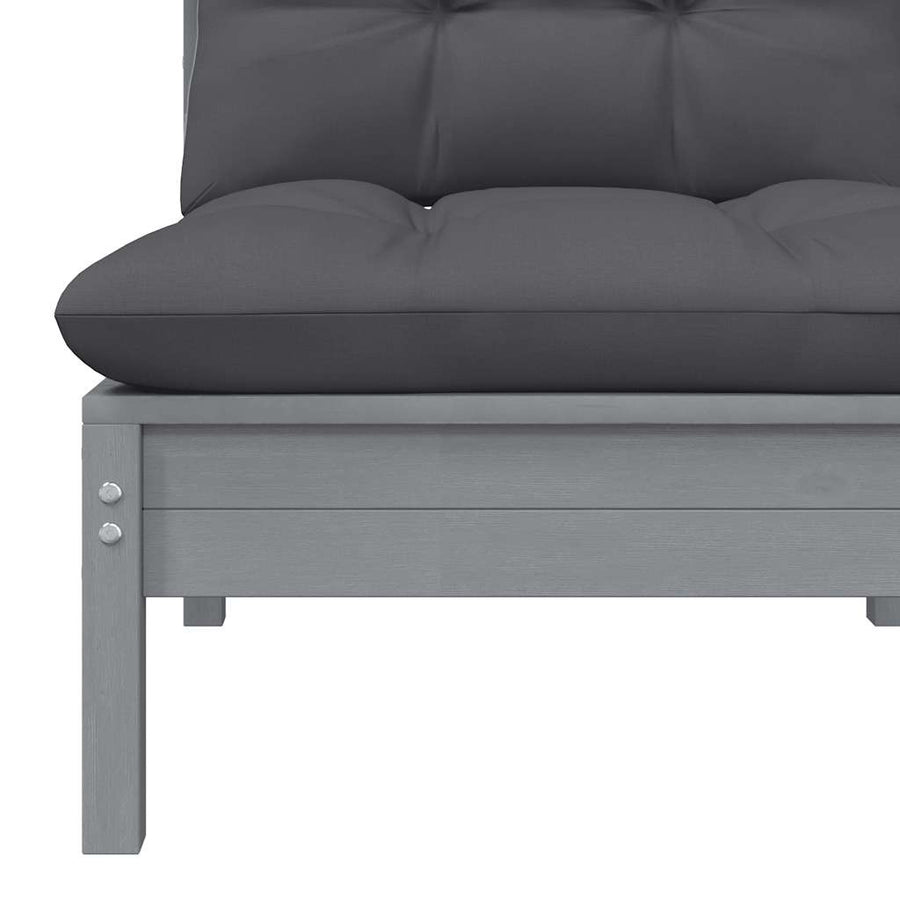 Garden Middle Sofa with Anthracite Cushions Grey